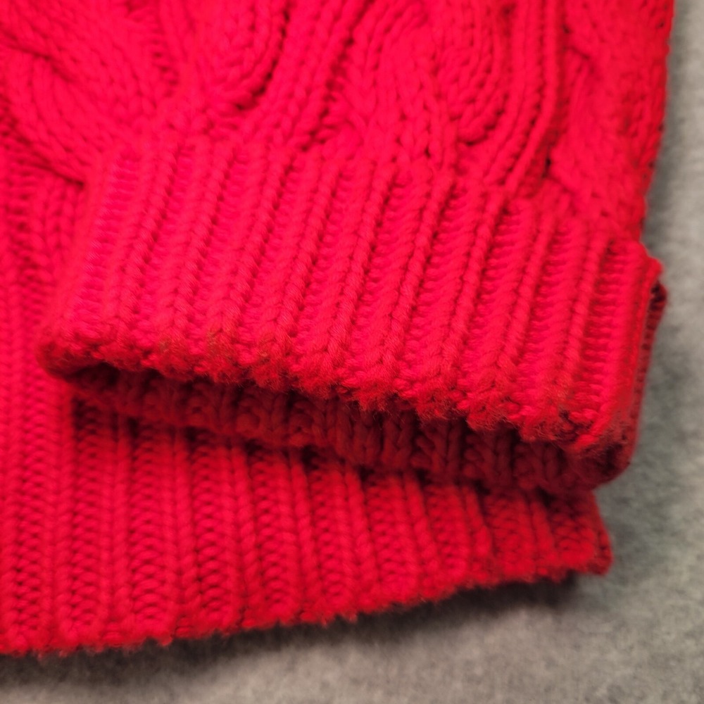 Womens Ralph Lauren Cable Knit Button Collar Sweater - Red - Picture 3 of 12